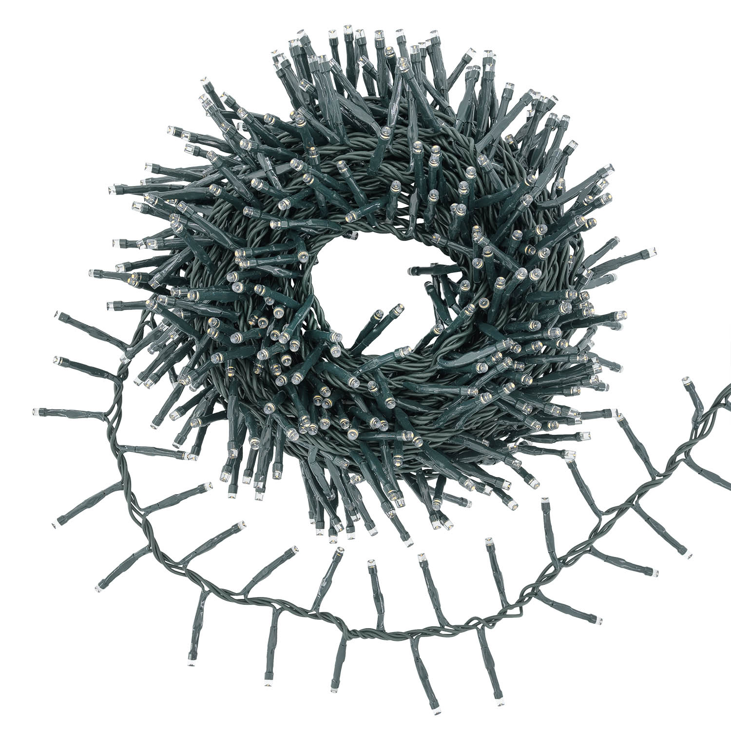 Catena Nastro di luci Connect+ 12 m, 600 led bianco caldo, cavo verde, prolungabile 5