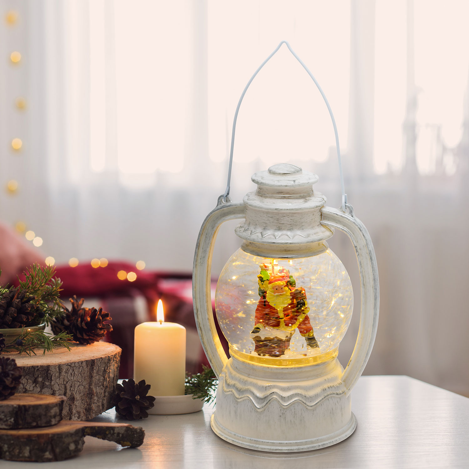 Sphärische weiße LED Weihnachtslaterne mit Wasser gefüllt, h 19 cm, warmweiß 3 Sphärische weiße LED Weihnachtslaterne mit Wasser gefüllt, h 19 cm, warmweiß 3