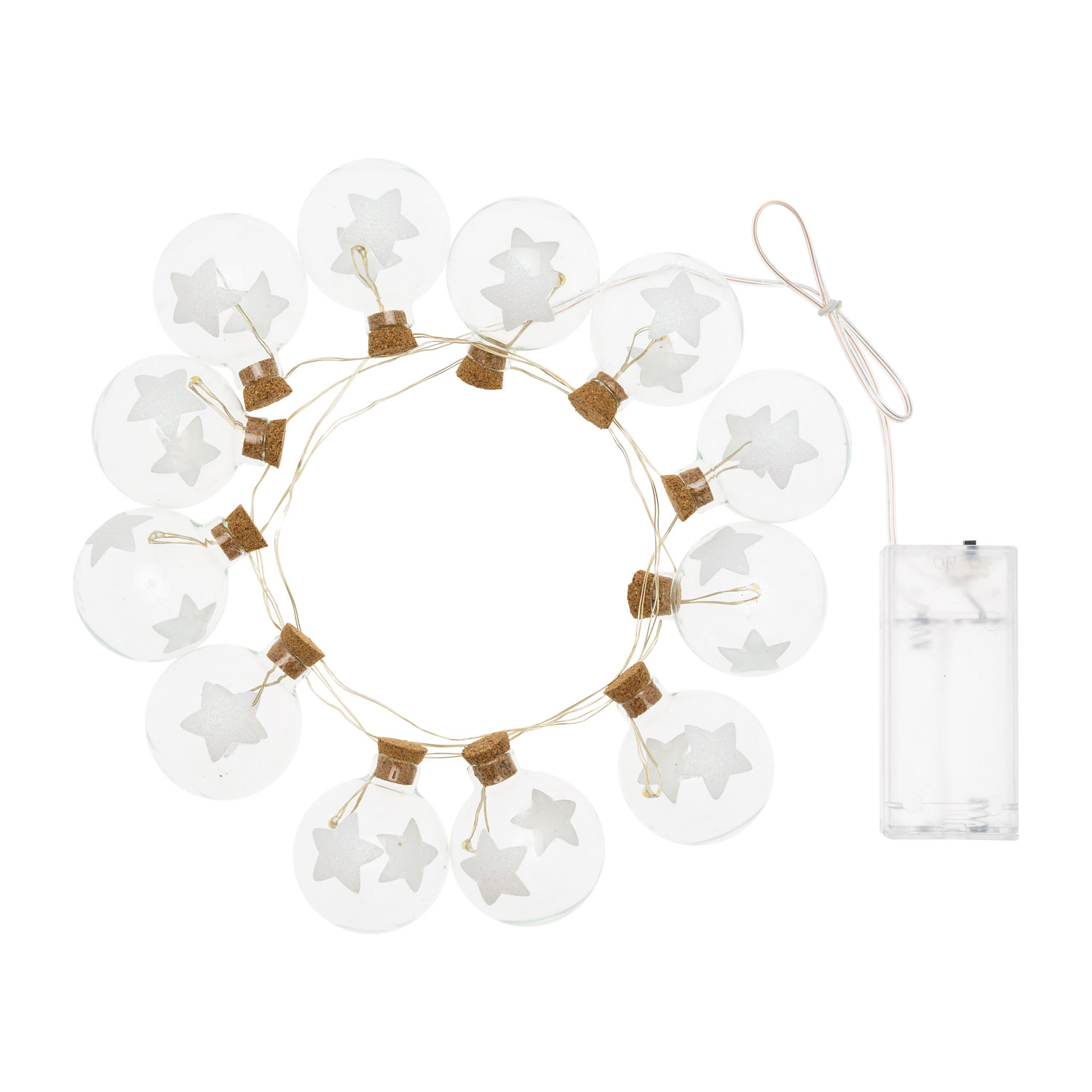 1,2m, 12 Glass Spheres with Stars Battery String Lights, Ø 40mm, Warm WhiteLEDs 2 1,2m, 12 Glass Spheres with Stars Battery String Lights, Ø 40mm, Warm WhiteLEDs 2
