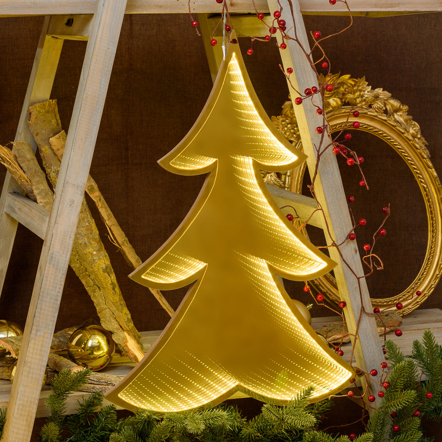 Albero di Natale luminoso Infinity Mirror 60 cm, led bianco extra caldo 1 Albero di Natale luminoso Infinity Mirror 60 cm, led bianco extra caldo 1