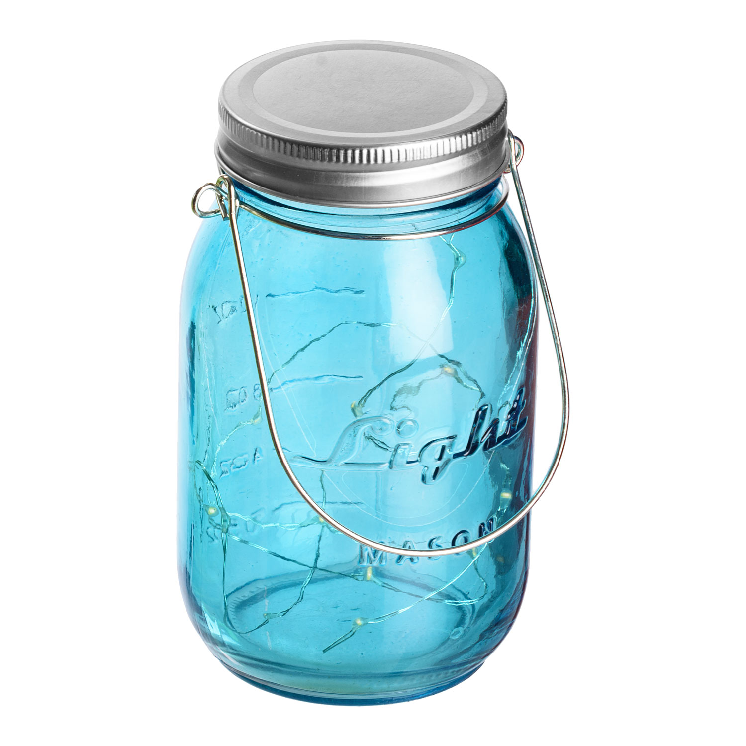 Blaues Einweckglas mit Micro LEDs warmweiß 5 Blaues Einweckglas mit Micro LEDs warmweiß 5