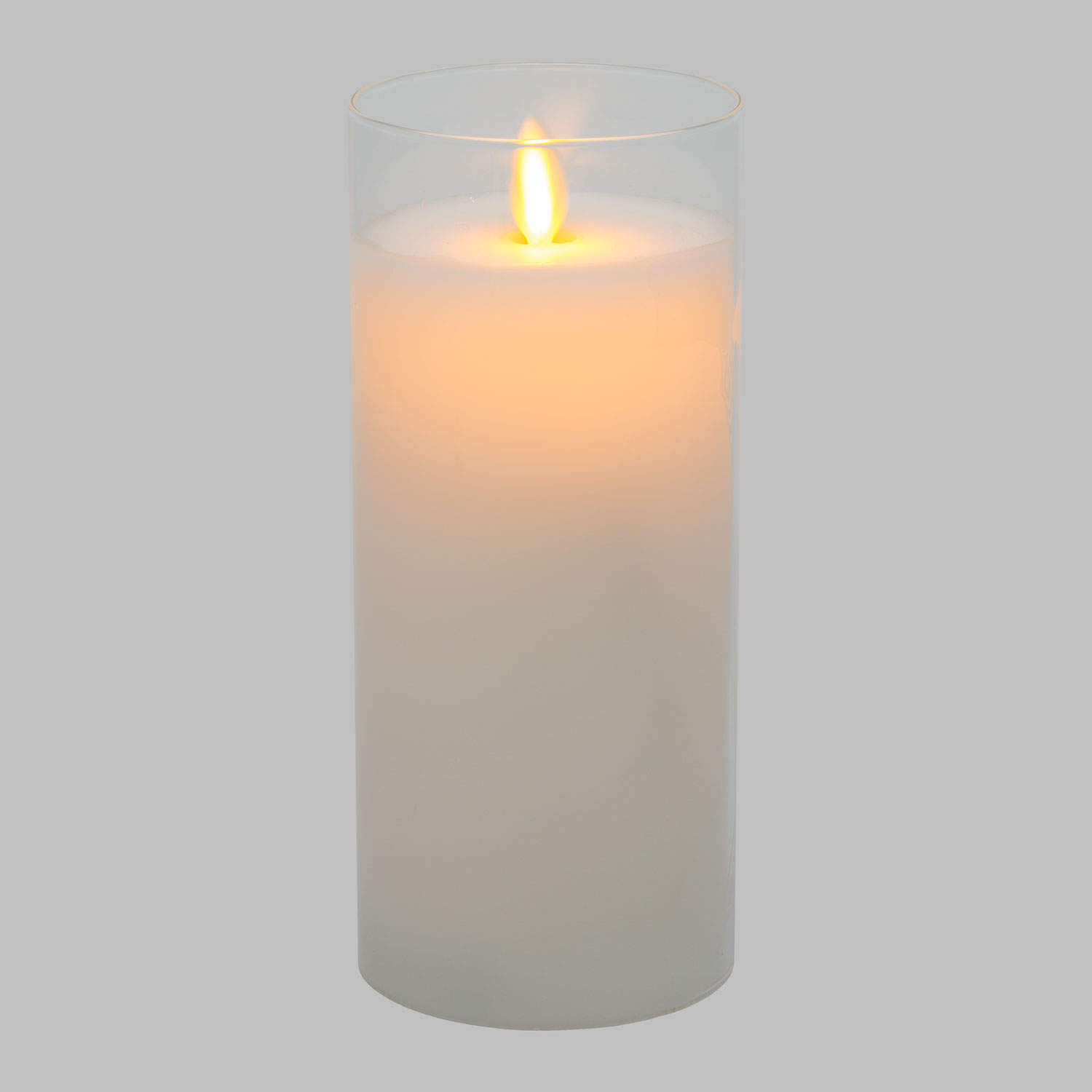 Candela in cera bianca e vetro trasparente, h 17,5 cm 3 Candela in cera bianca e vetro trasparente, h 17,5 cm 3