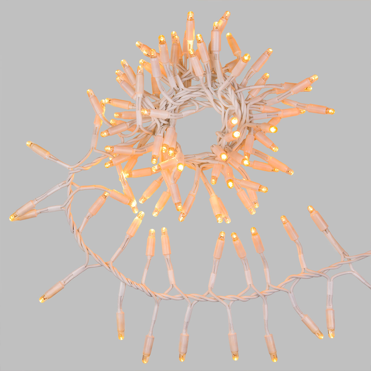 Lichterkette Cluster 4 m, 200 warmweiße Maxi-LEDs, weißes Kabel, verlängerbar, IP67