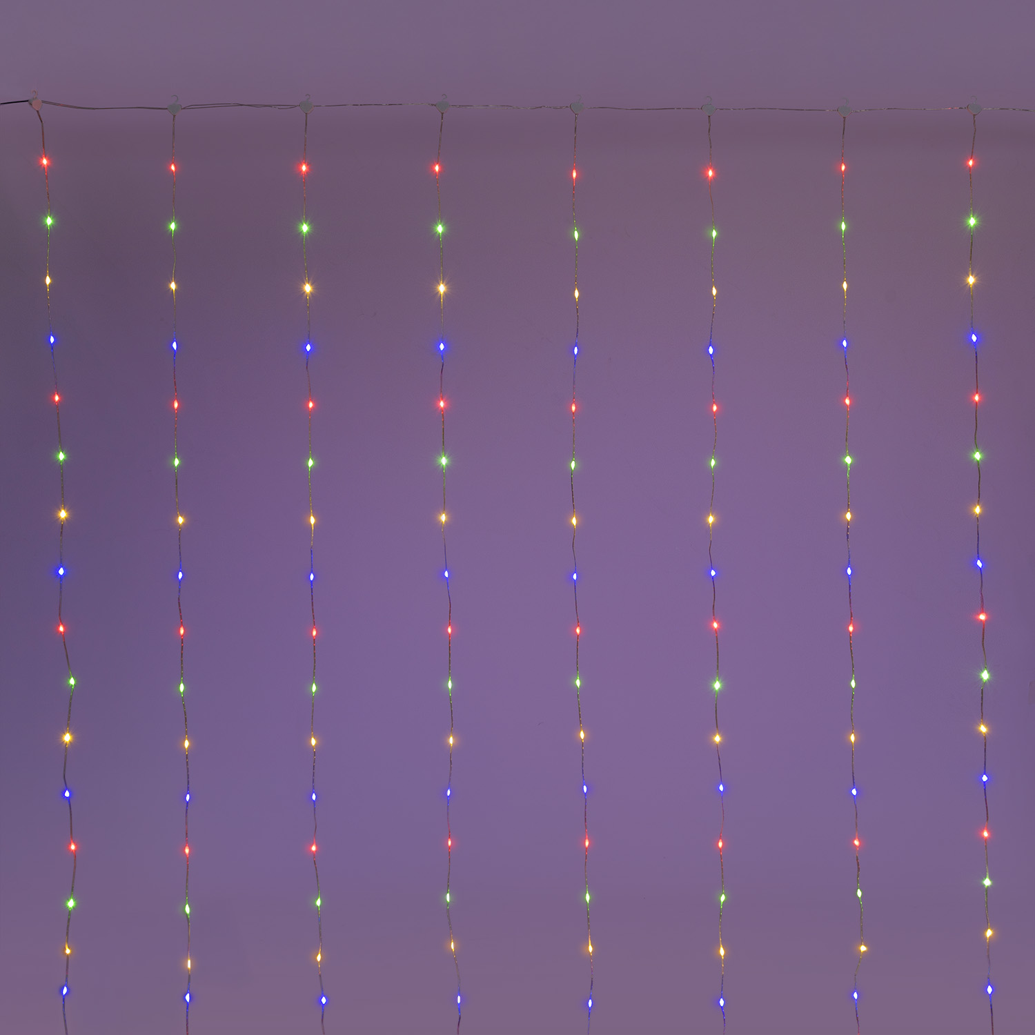 Tenda 3 x h. 3 m, 300 Gocce di Luce Dual Color, led bianco caldo e multicolor, cavo trasparente
