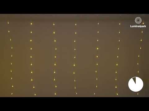 Lichtvorhang 5 x H 1 m, 200 Tropfen Licht Dual Color, warmweiße und multicolor LEDs, transparentes Kabel 2