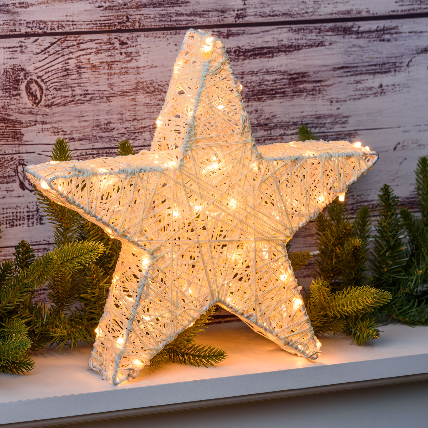 h 35 cm, 80 Traditional Warm White LEDs Cream & Brown Multipurpose Star 3D Lights 10 h 35 cm, 80 Traditional Warm White LEDs Cream & Brown Multipurpose Star 3D Lights 10