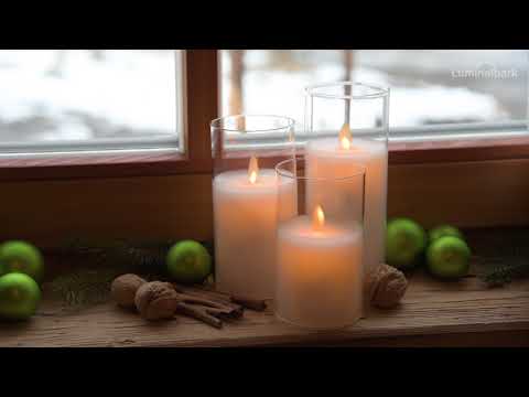 Lot de 3 bougies dans un verre, à piles, led blanc chaud 2 Lot de 3 bougies dans un verre, à piles, led blanc chaud 2