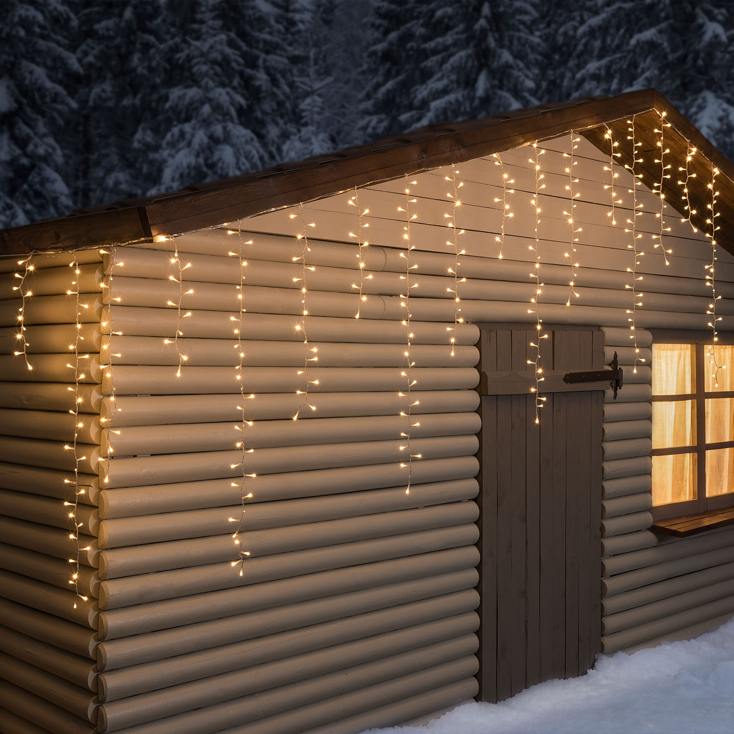 Stalattite 3,4 x h 0,8 m, 384 miniled bianco caldo e bianco extra caldo, cavo trasparente 18