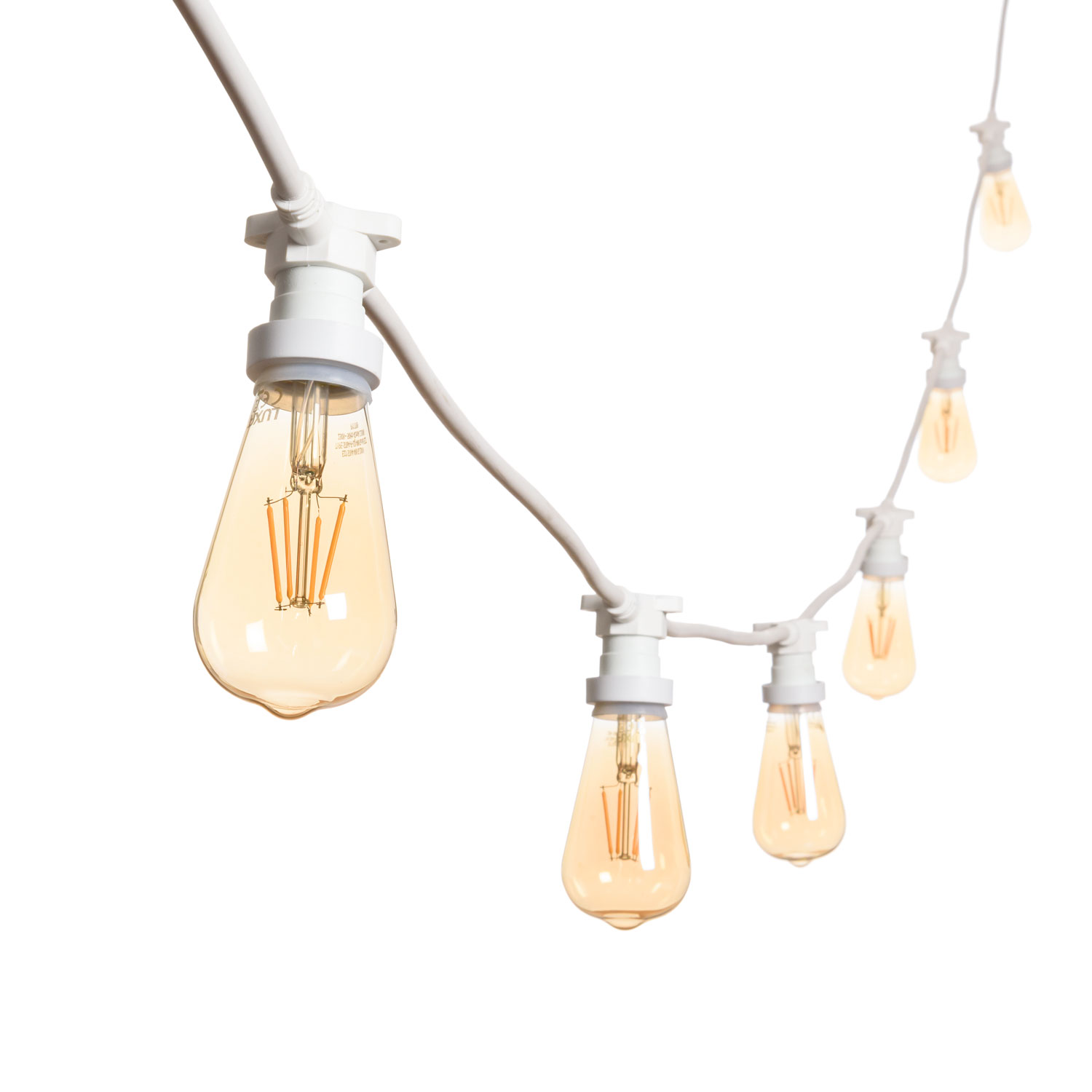 Catena 5 m, 8 lampadine led Edison Ø 64 mm di 4 Watt, cavo bianco, prolungabile 1 Catena 5 m, 8 lampadine led Edison Ø 64 mm di 4 Watt, cavo bianco, prolungabile 1