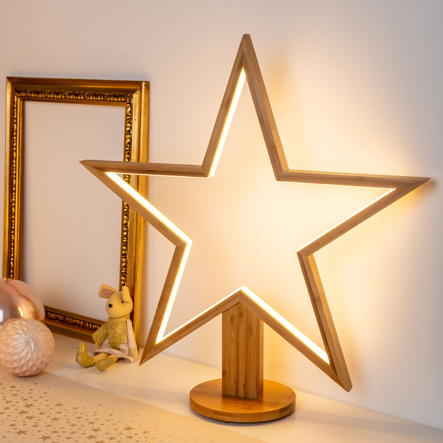 55cm Natural Wood Star with Base, Design Wood Lights, Warm White Leds 1 55cm Natural Wood Star with Base, Design Wood Lights, Warm White Leds 1
