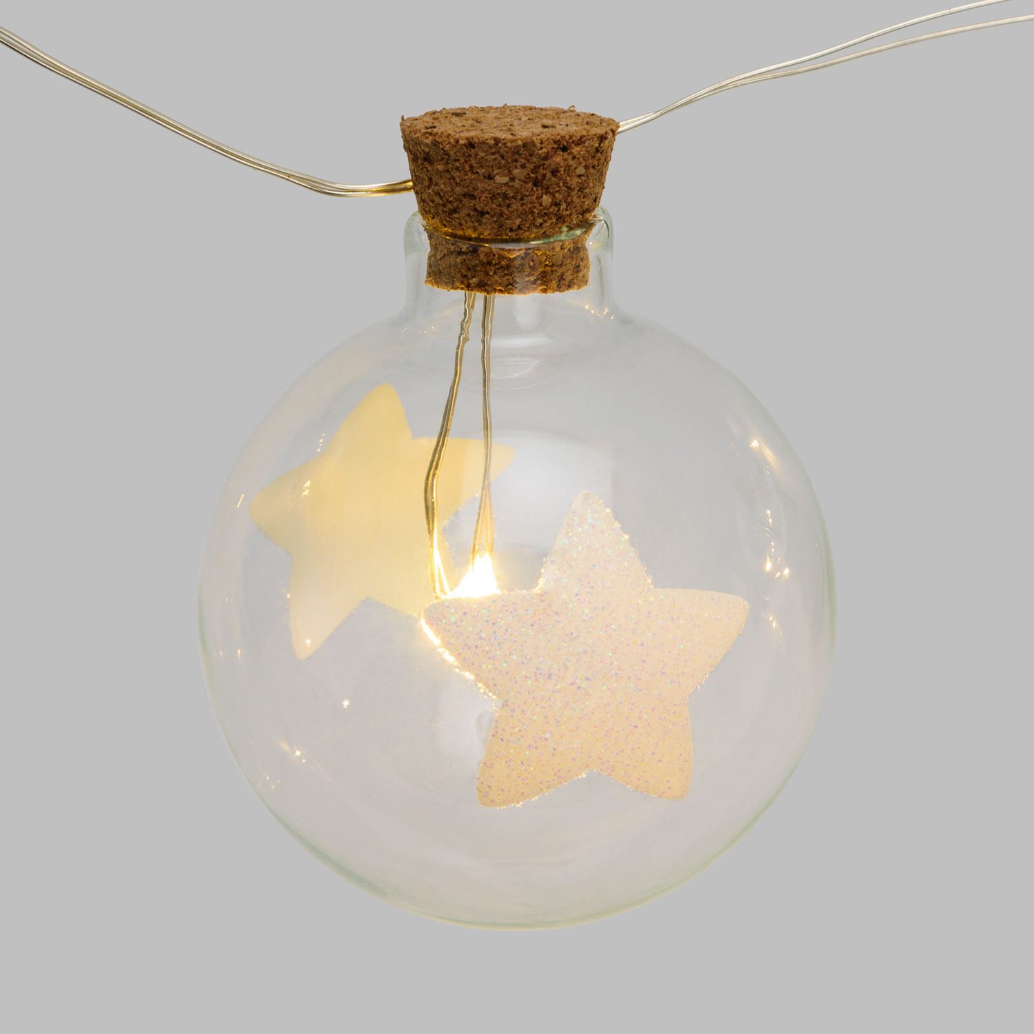 1,2m, 12 Glass Spheres with Stars Battery String Lights, Ø 40mm, Warm WhiteLEDs 6 1,2m, 12 Glass Spheres with Stars Battery String Lights, Ø 40mm, Warm WhiteLEDs 6