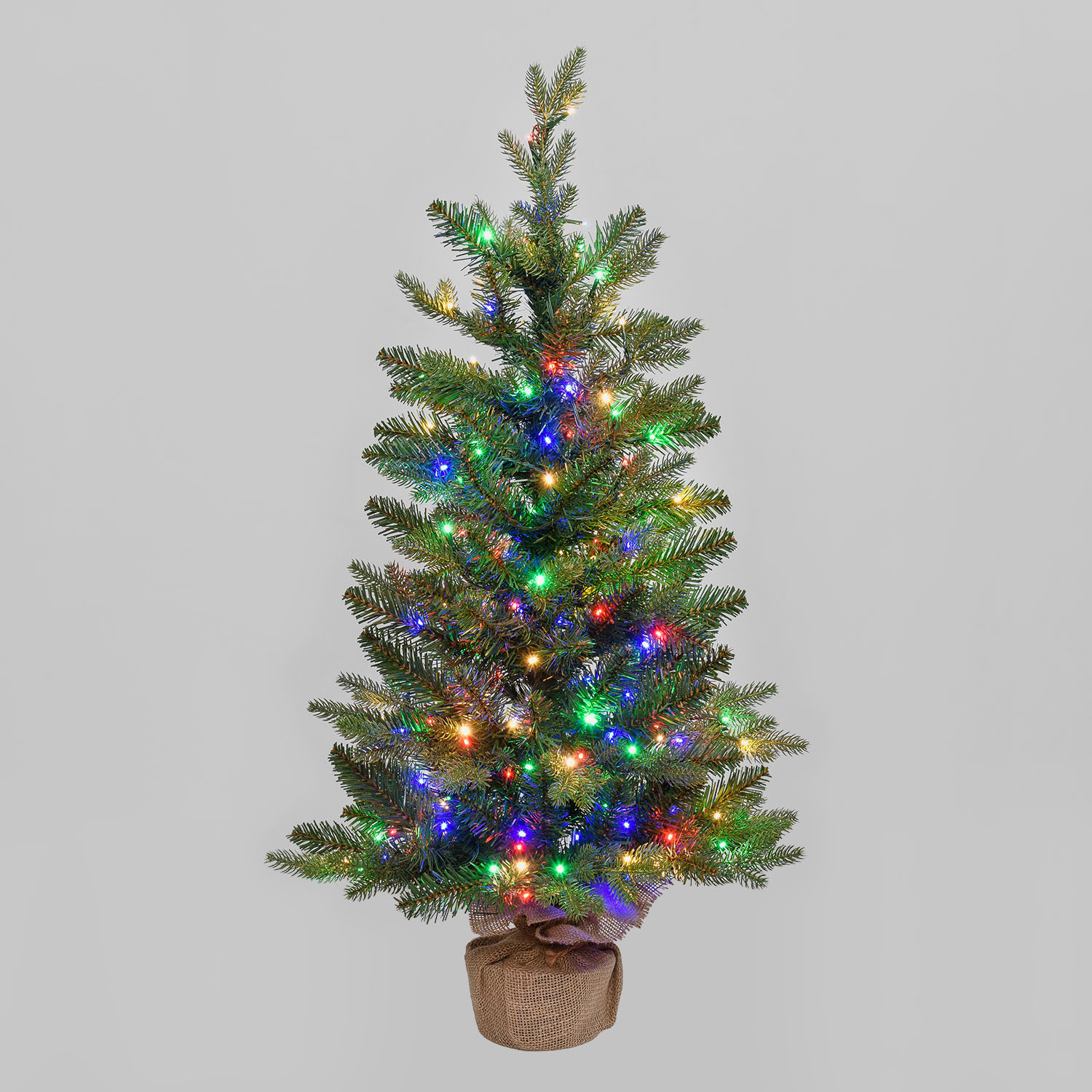 Alpenbaum aus künstlichem Tannengrün mit Jutesockel, 90 cm, 180 integrierte Multicolor-Mini-LEDs 6