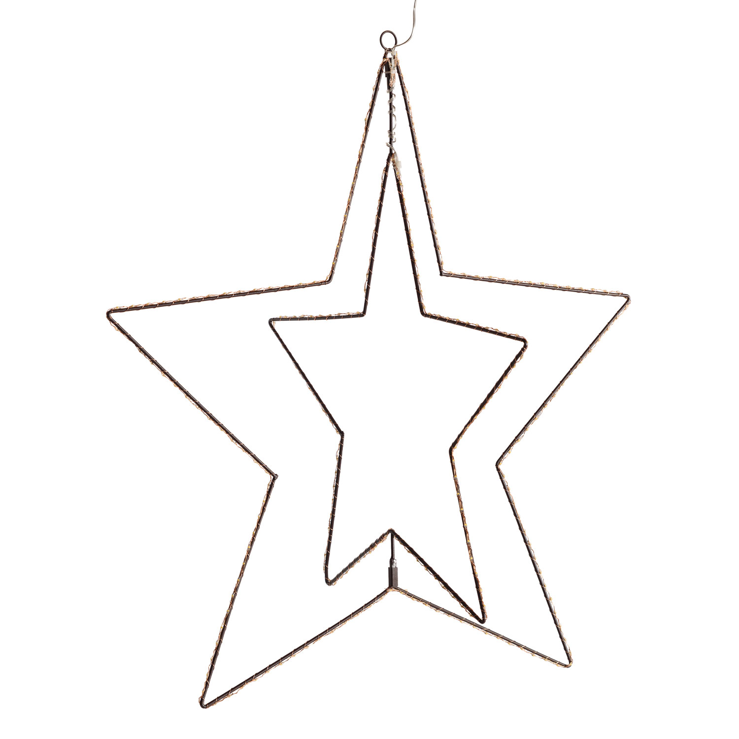 Doppelstern aus Kupferdraht mit warmweißen LEDs (70 cm) 2 Doppelstern aus Kupferdraht mit warmweißen LEDs (70 cm) 2