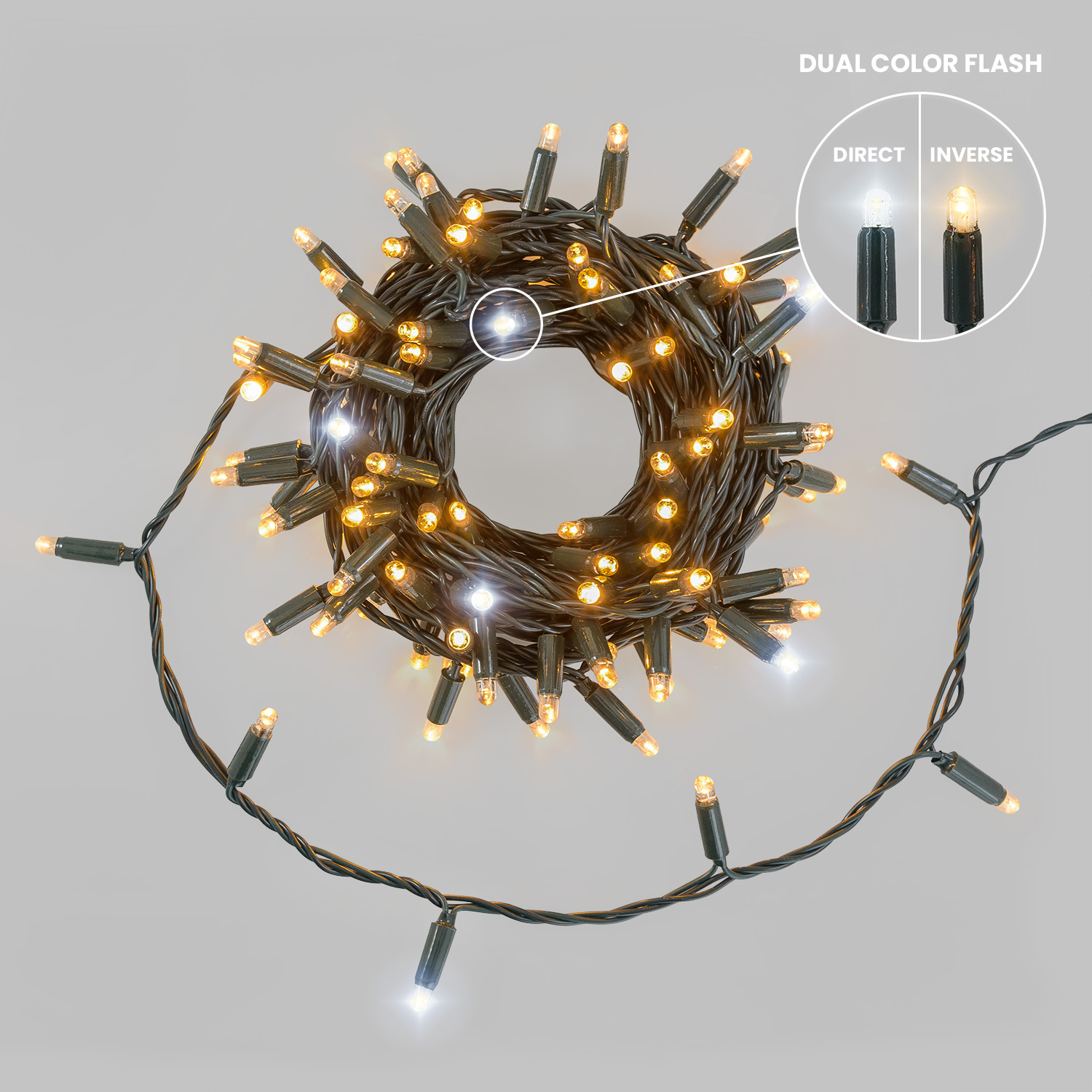 Guirlande Connect ProLine 36V, 12 m, 120 maxiled blanc chaud, câble vert