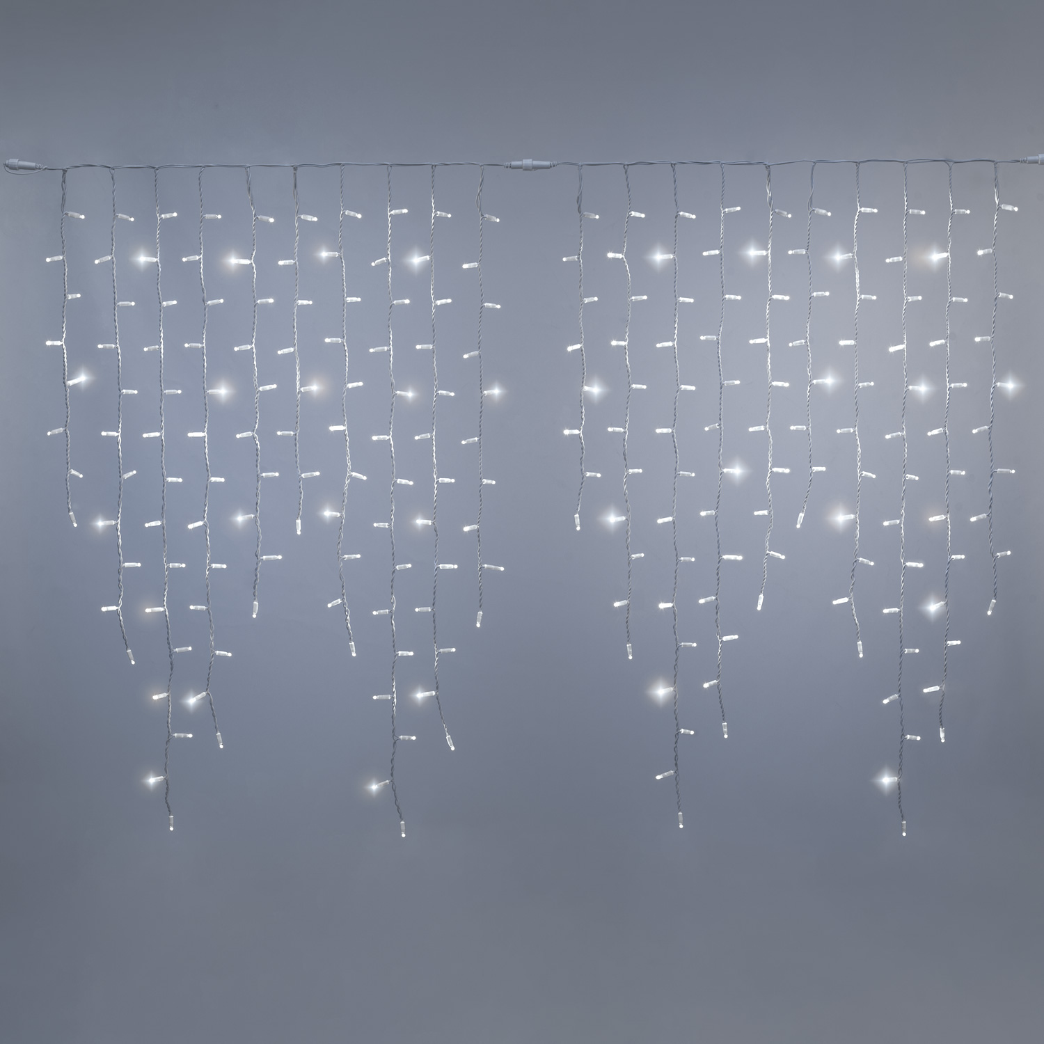 Stalactite 3 x h 1,5 m, 342 maxiled blanc froid, câble blanc, prolongeable, IP67 1