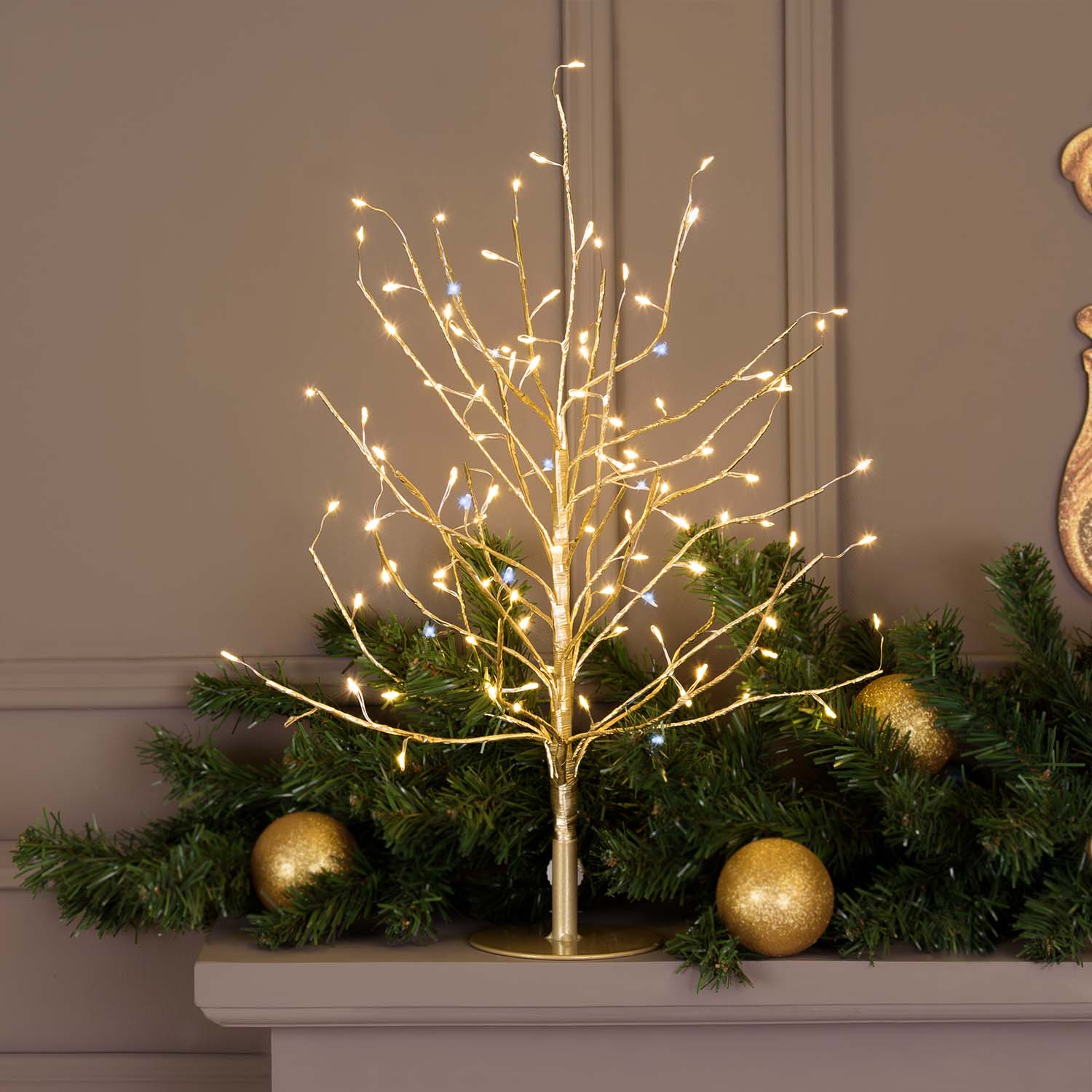 Arbre Branche de Tilleul Champagne h 0,45 m, 108 microled blanc chaud, intérieur Arbre Branche de Tilleul Champagne h 0,45 m, 108 microled blanc chaud, intérieur