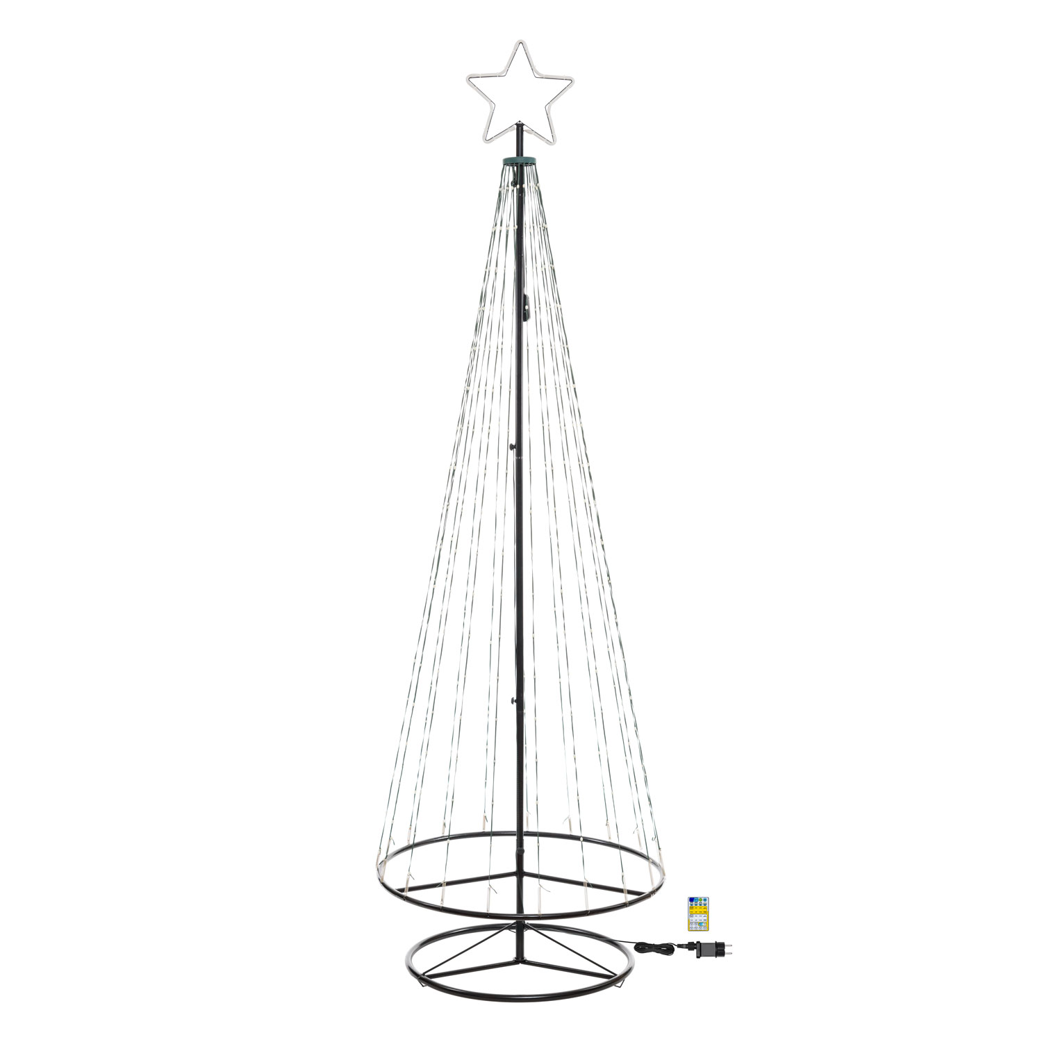 Faltbarer Kegelbaum, h. 240 cm, Pixel LEDs kalt- und warmweiß, grünes Kabel 6 Faltbarer Kegelbaum, h. 240 cm, Pixel LEDs kalt- und warmweiß, grünes Kabel 6