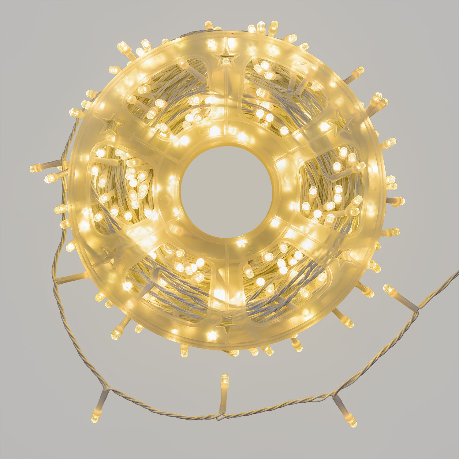 Lichterkette 50 m, 500 Diamant-Bubble LEDs in warmweiß, transparente Kabel