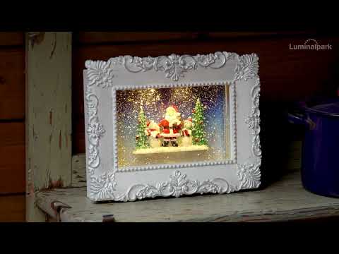 LED Bilderrahmen Weihnachtsmann und Schneemännern, LED warmweiß 2 LED Bilderrahmen Weihnachtsmann und Schneemännern, LED warmweiß 2