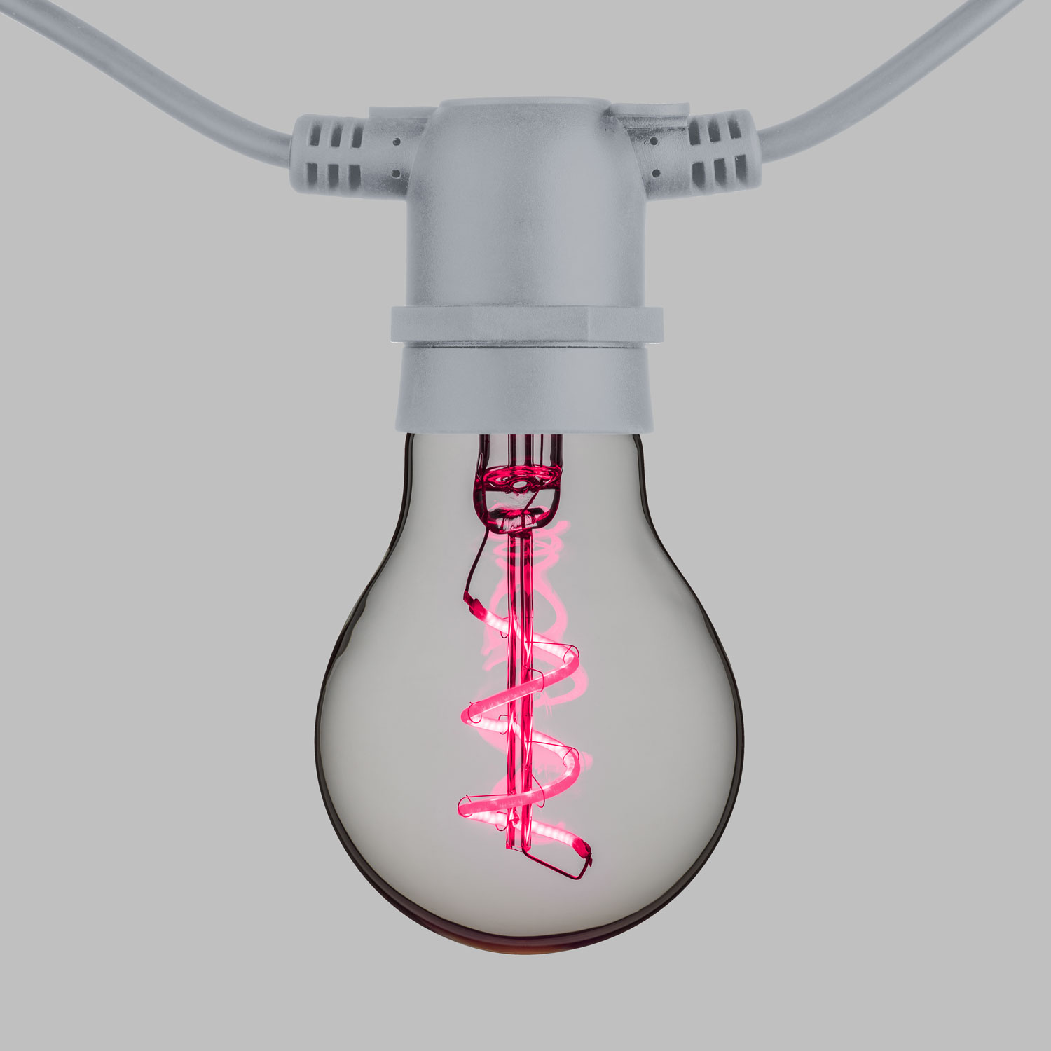 5m Festoon Lights, 10 Spiral E27 Ø6cm Bulb Lights, Pink, White Cable 2 5m Festoon Lights, 10 Spiral E27 Ø6cm Bulb Lights, Pink, White Cable 2