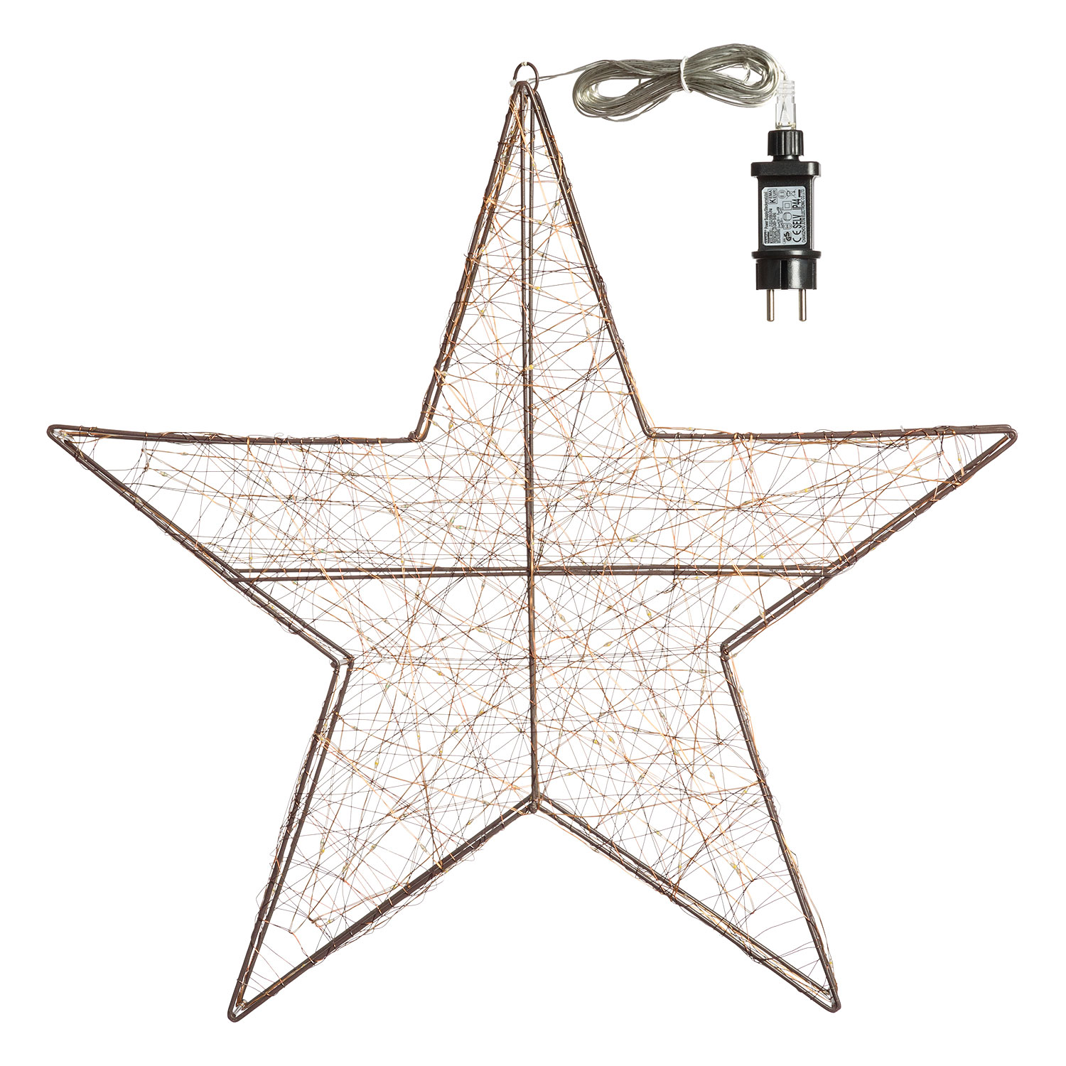 Étoile 3D en métal marron, 180 microled blanc chaud 3 Étoile 3D en métal marron, 180 microled blanc chaud 3