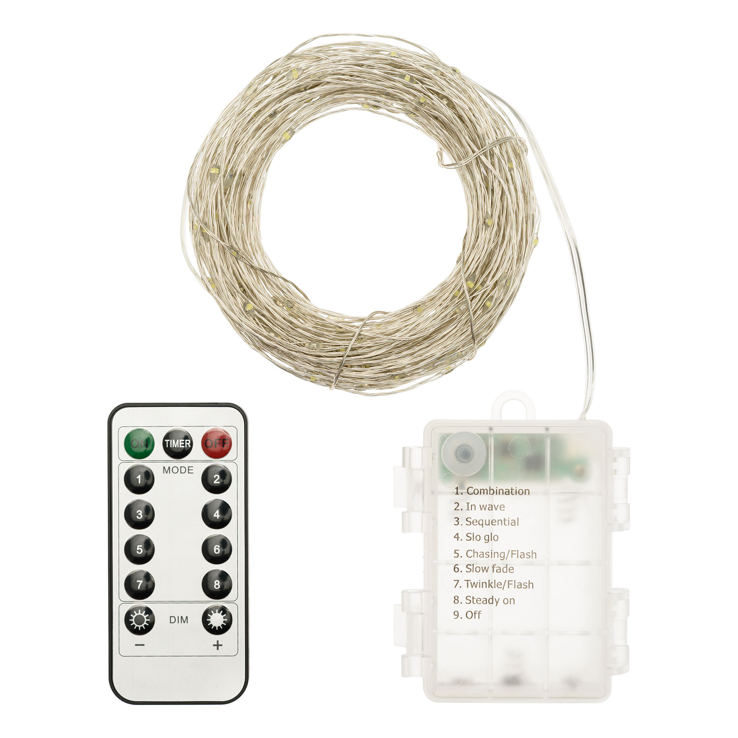 20m Battery String Lights, 200 White MicroLEDs, Silver Metal Wire 3 20m Battery String Lights, 200 White MicroLEDs, Silver Metal Wire 3