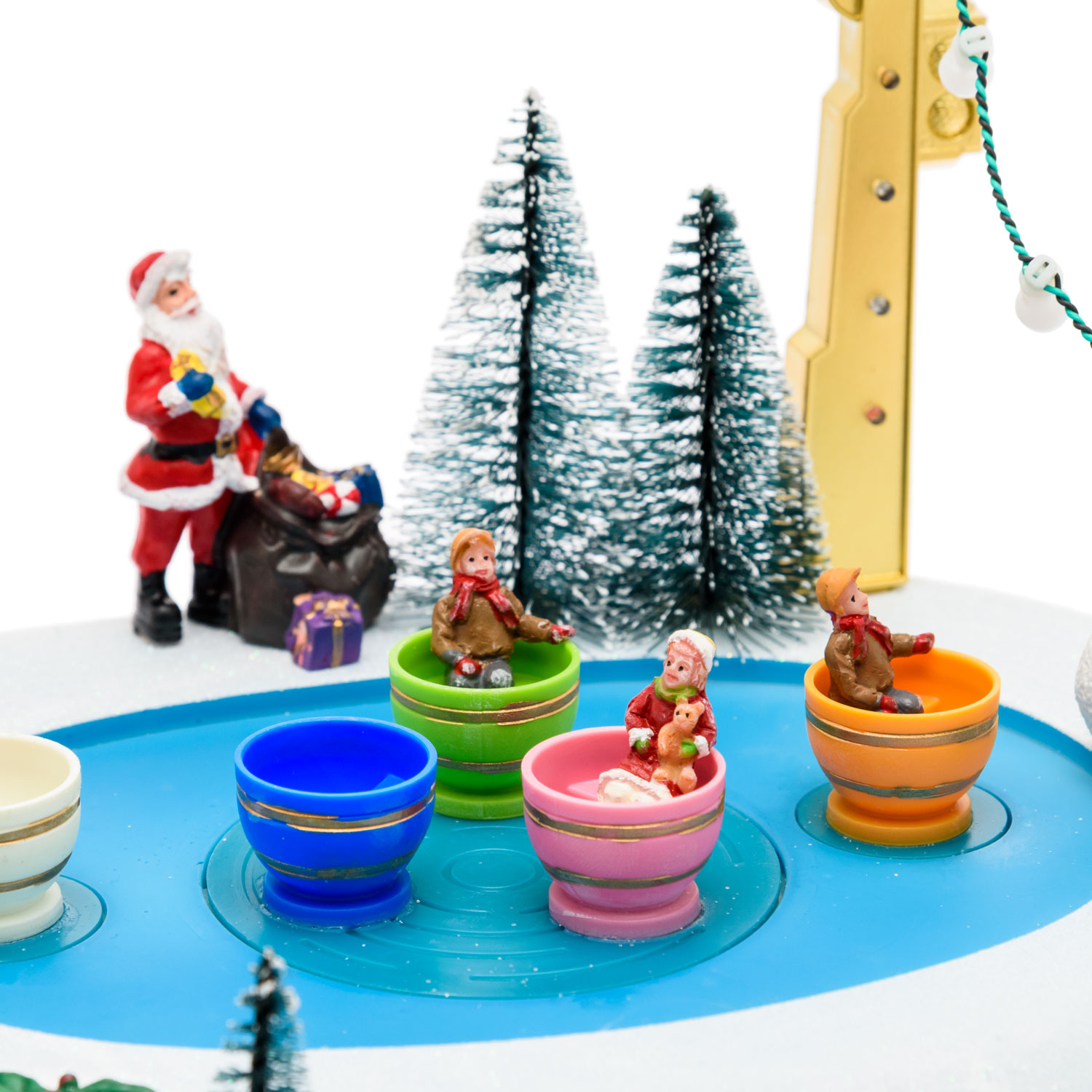Villagio di Natale con Paesaggio Innevato Luna Park con Tazze rotanti in movimento, h 20 cm, musiche natalizie 4 Villagio di Natale con Paesaggio Innevato Luna Park con Tazze rotanti in movimento, h 20 cm, musiche natalizie 4