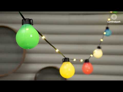 Guirnalda 10 m con cable iluminado, 25 bombillas multicolor, led blanco cálido, cable negro 2 Guirnalda 10 m con cable iluminado, 25 bombillas multicolor, led blanco cálido, cable negro 2