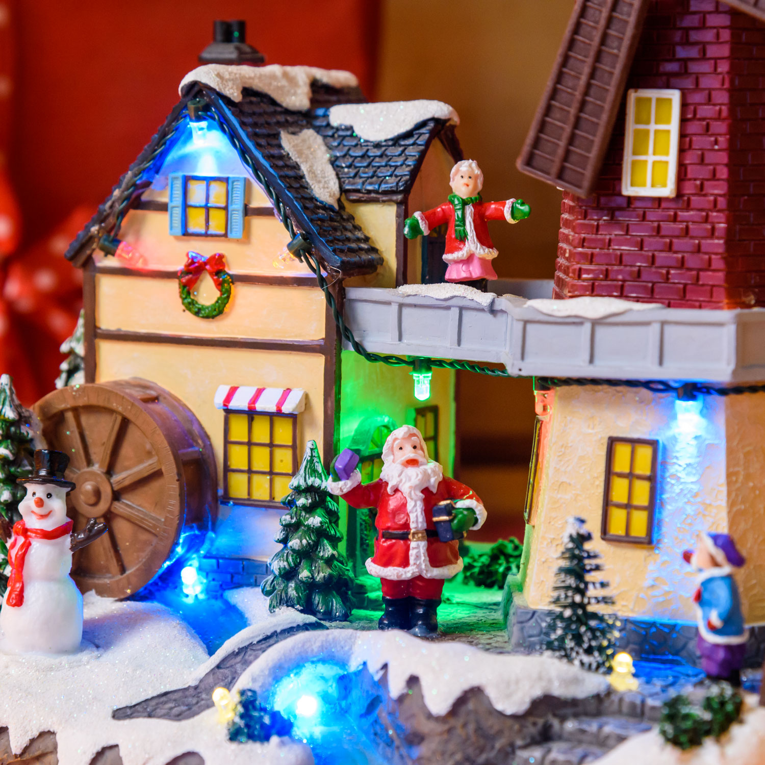 Weihnachtsdorf aus Polyresin, rotierende Windmühle, h 23 cm, mit Weihnachtsliedern 10 Weihnachtsdorf aus Polyresin, rotierende Windmühle, h 23 cm, mit Weihnachtsliedern 10