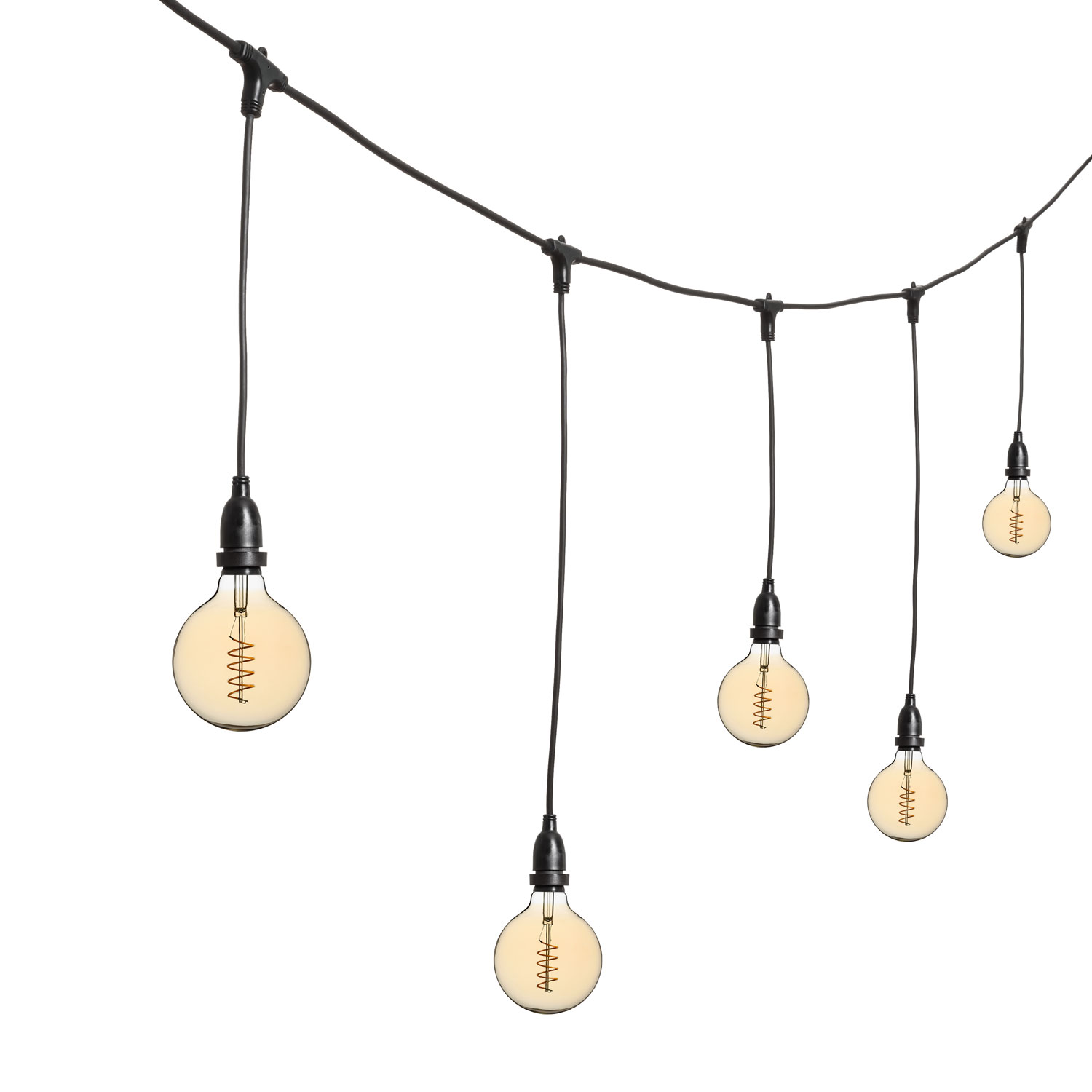 Guirnalda 5m con bombillas led colgantes de 4W globo espiral Ø 125mm Guirnalda 5m con bombillas led colgantes de 4W globo espiral Ø 125mm
