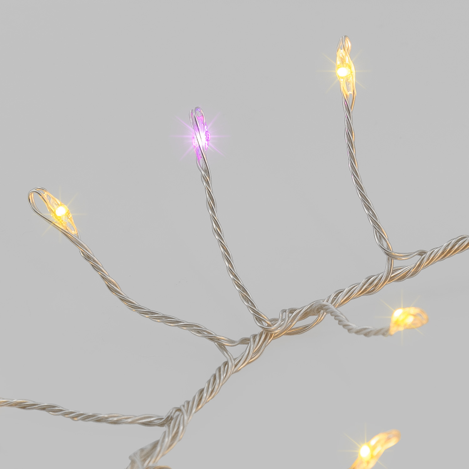 Catena Festone 10 m, 800 microled bianco caldo e RGB, cavo metal argento 6