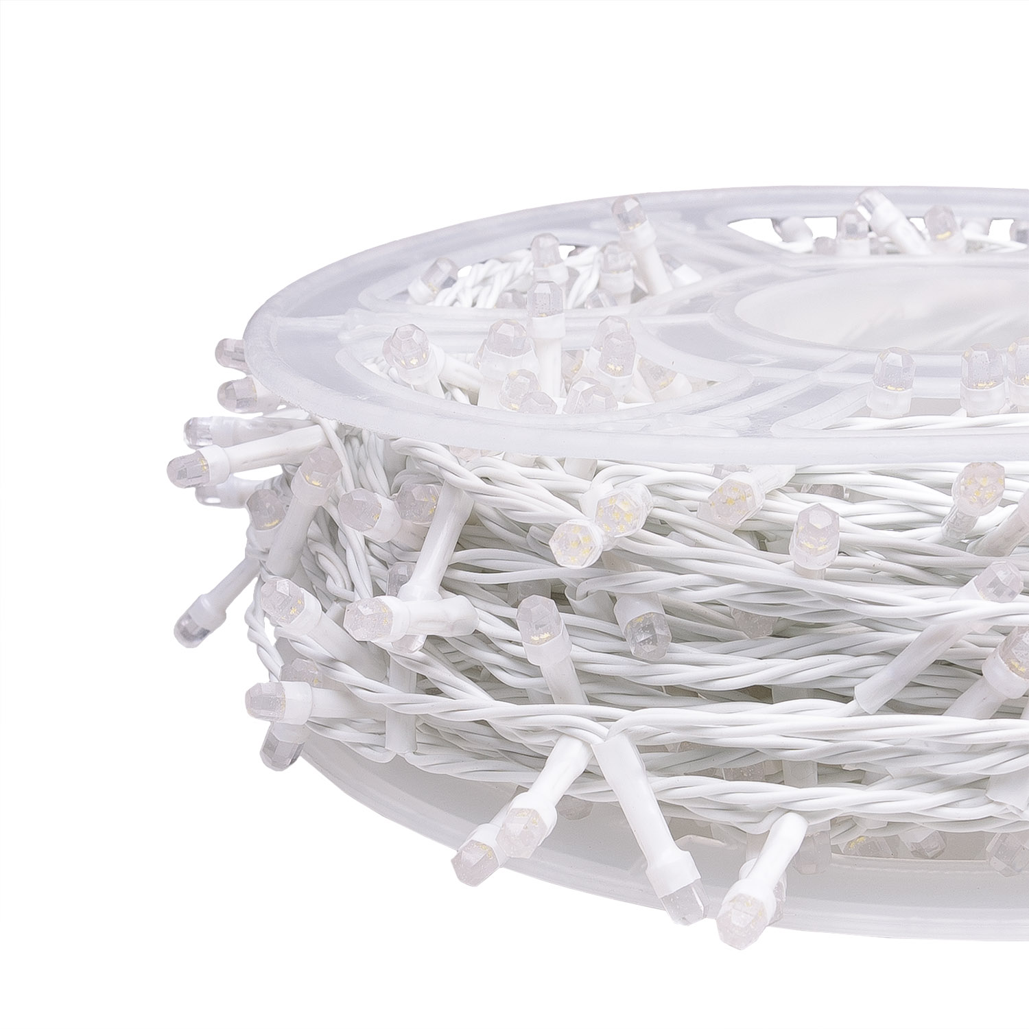 Catena 50 m, 500 led Diamante Bubble bianco caldo, cavo bianco 4