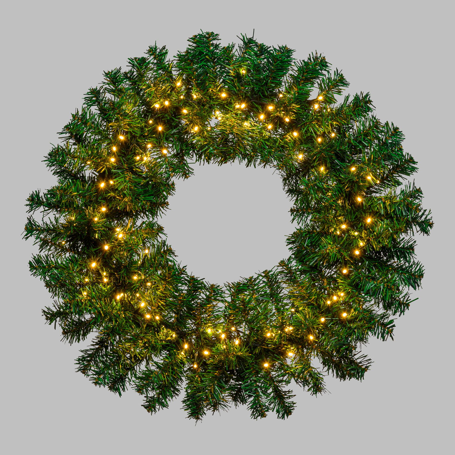 Clusterkranz aus Moena-Kieferngrün mit Batteriebetrieb, 60 cm, 140 warmweiße LEDs Clusterkranz aus Moena-Kieferngrün mit Batteriebetrieb, 60 cm, 140 warmweiße LEDs
