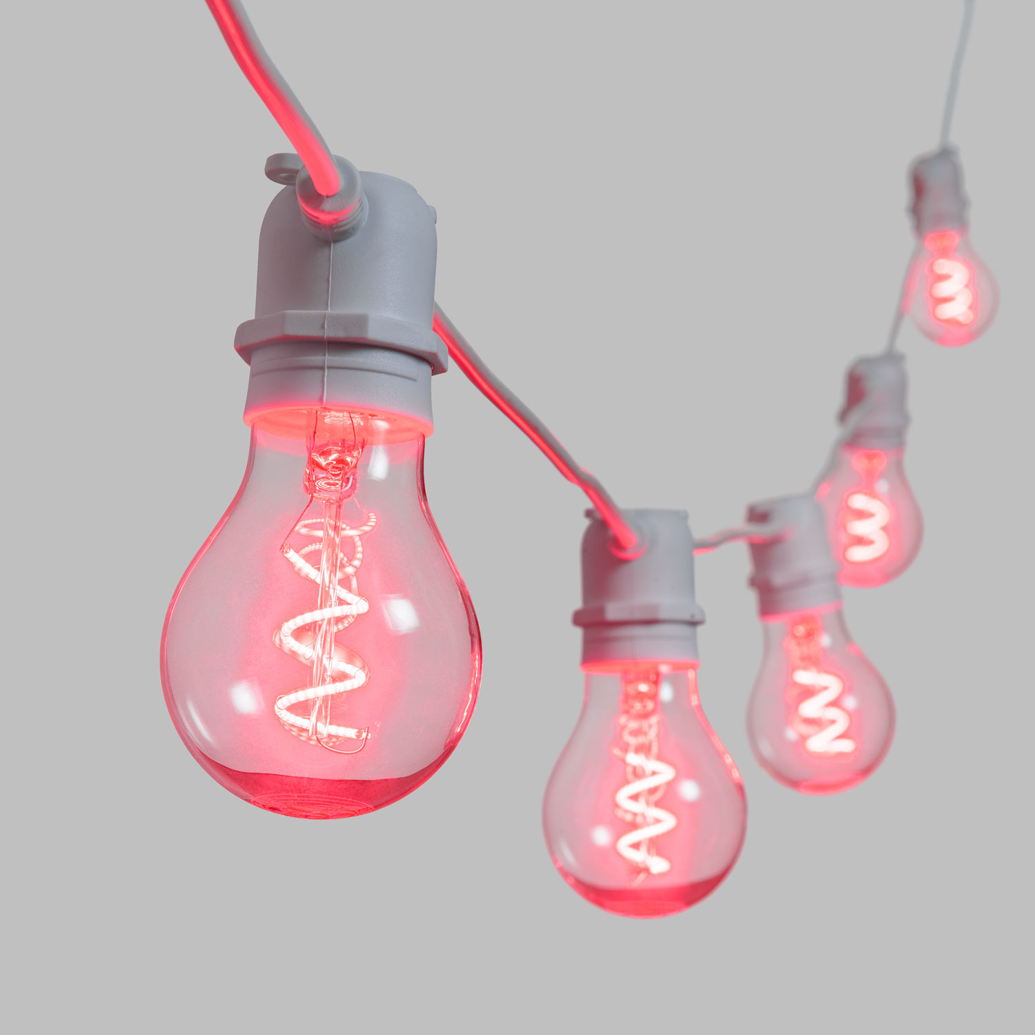 5 m Lichterkette, 10 LED Tropfenbirnen Ø 6 cm, Spiral Filament, rot, erweiterbar 5 m Lichterkette, 10 LED Tropfenbirnen Ø 6 cm, Spiral Filament, rot, erweiterbar