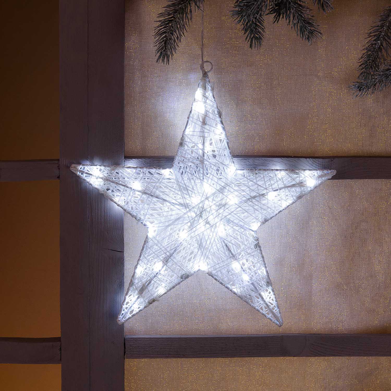 Weißer 3D-Stern Ø 35 cm, 60 Dual Color LED warmweiß und kaltweiß
 5 Weißer 3D-Stern Ø 35 cm, 60 Dual Color LED warmweiß und kaltweiß
 5