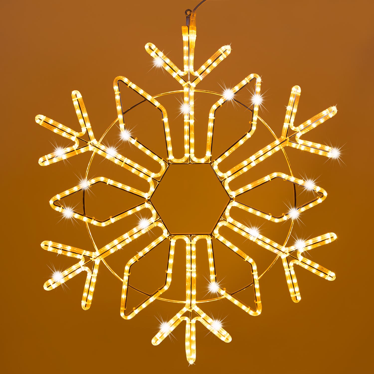Copo de nieve de manguera luminosa, 87 x h 100 cm, 427 led blanco cálido y blanco frío 1 Copo de nieve de manguera luminosa, 87 x h 100 cm, 427 led blanco cálido y blanco frío 1