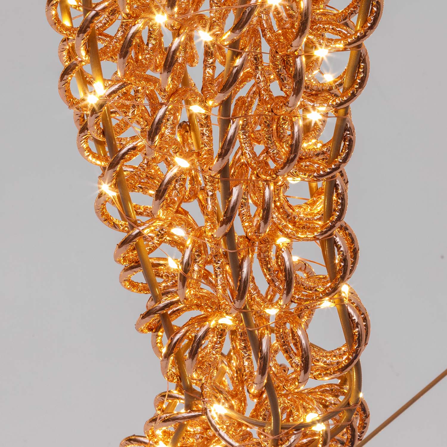 Renna in metallo 3D Rose Gold, filo a spirale, h 200 cm, 2400 microled bianco caldo 8