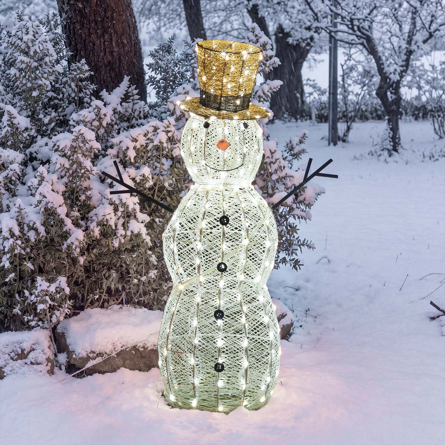 Pupazzo di Neve 3D Light Cream & Brown, h 105 cm, 220 Dual LED bianco extra caldo e bianco freddo 5