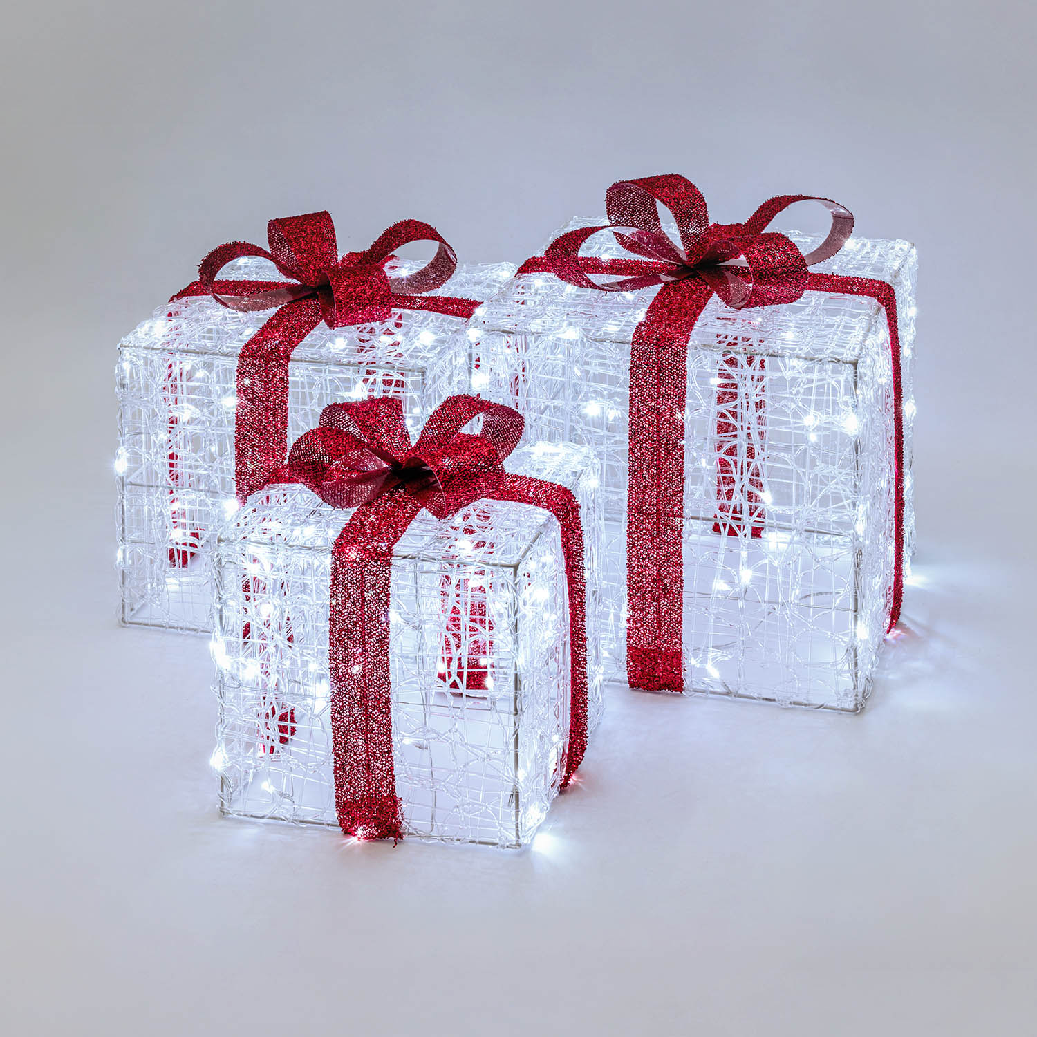 Set 3 Pacchi Regalo in acrilico, 240 Dual Color LED bianco caldo e bianco freddo 9