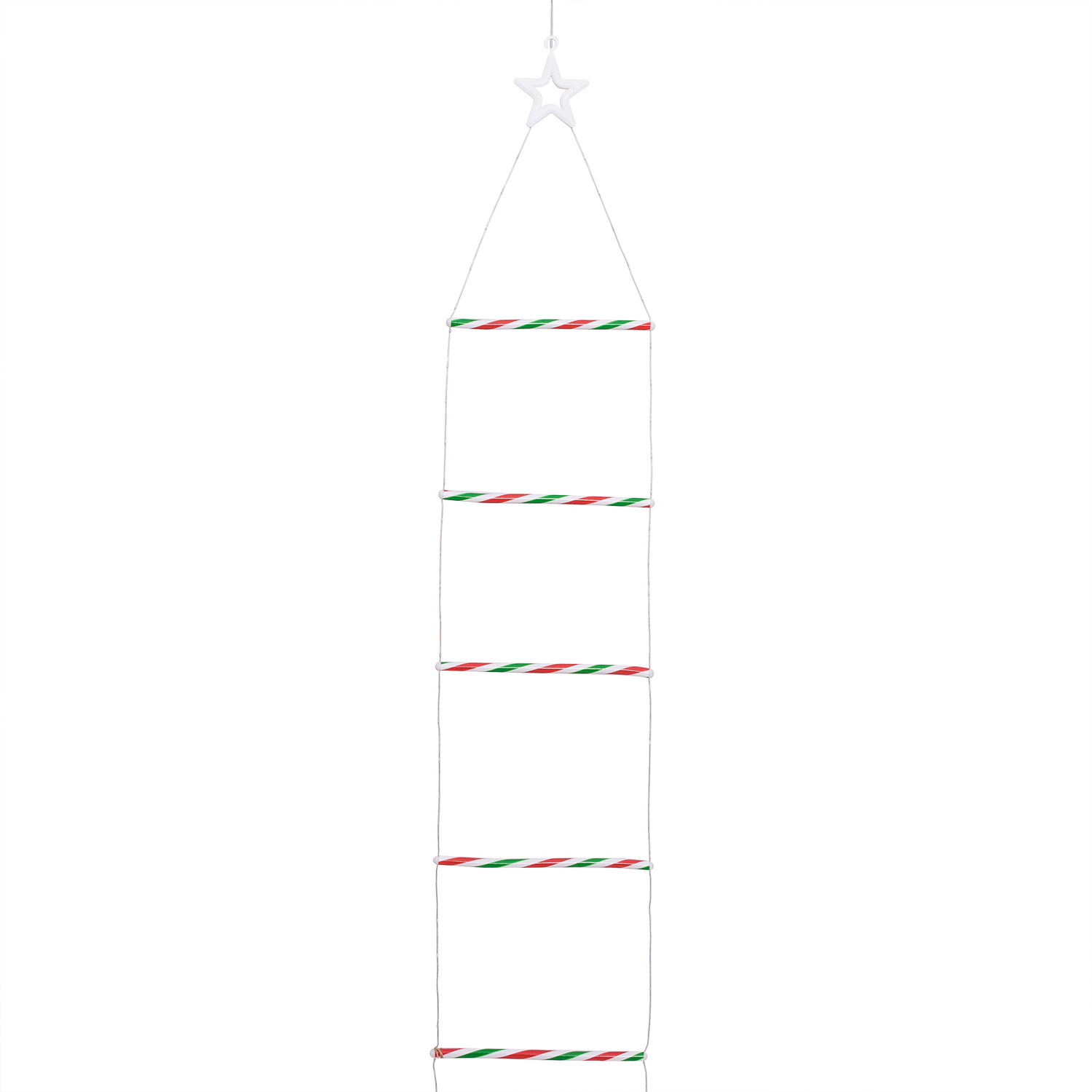Babbo Natale su scala luminosa, h 200 cm, Dual LED bianco caldo e multicolor 6