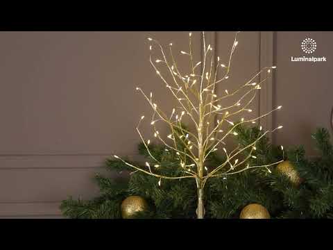 Lindenzweig-Baum Champagner, Höhe 0,45 m, 108 warmweiße Mikro-LEDs und Kaltweiß, Innenbereich 2