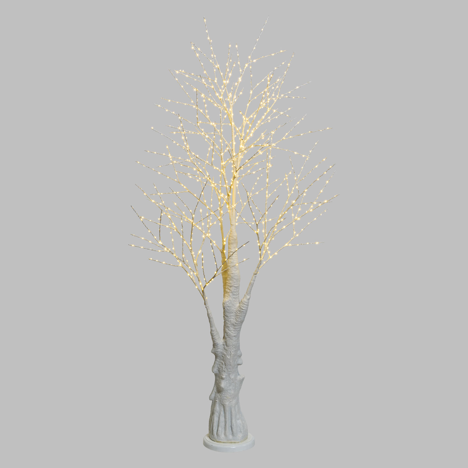 Albero bianco con tronco e base rotonda, microled bianco caldo 9 Albero bianco con tronco e base rotonda, microled bianco caldo 9