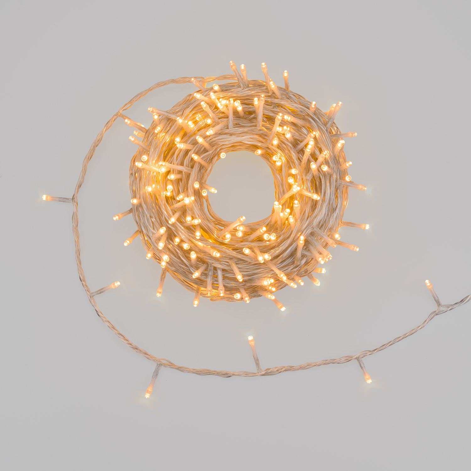 Guirnalda Connect+ 25 m, 250 led blanco cálido, cable transparente, prolongable