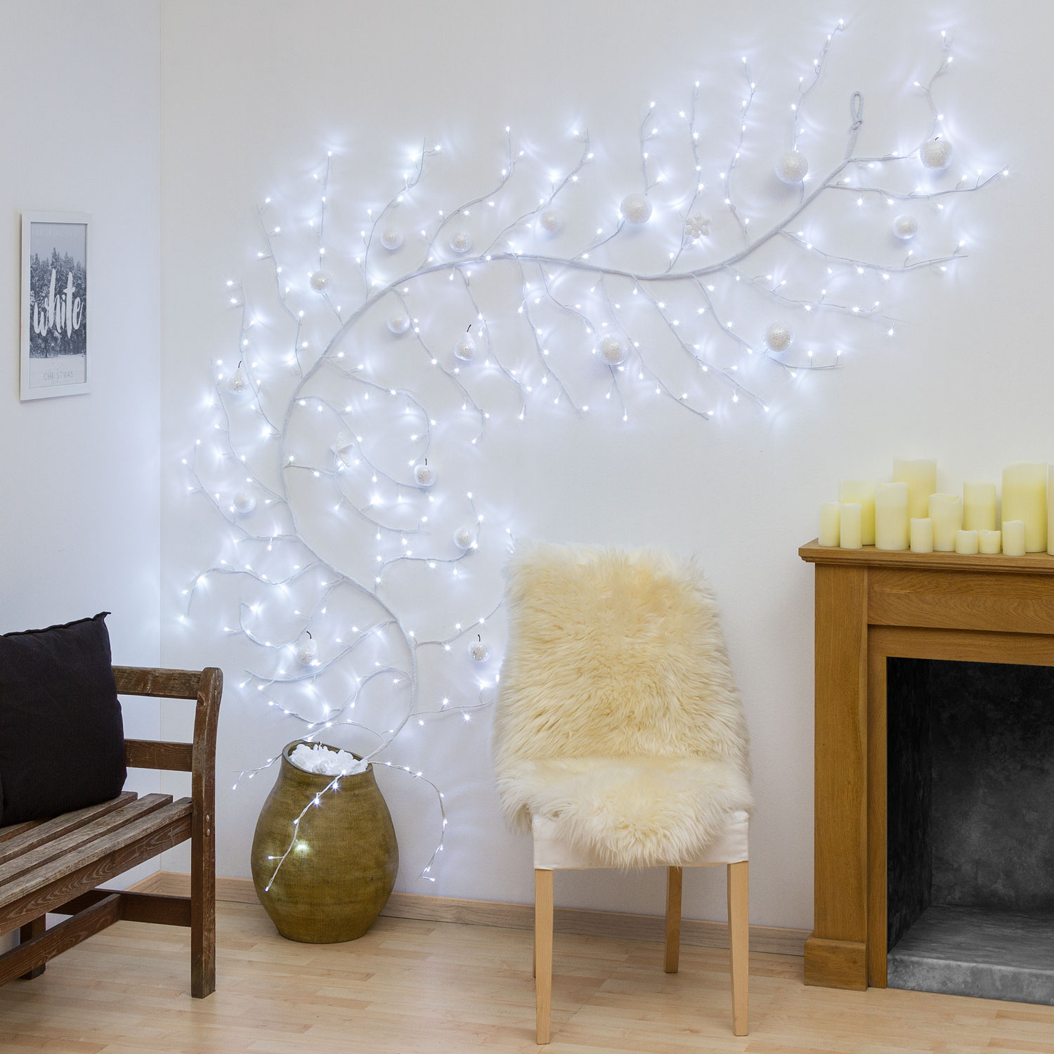 Branche blanche h 3 m, 288 led blanc froid 6 Branche blanche h 3 m, 288 led blanc froid 6