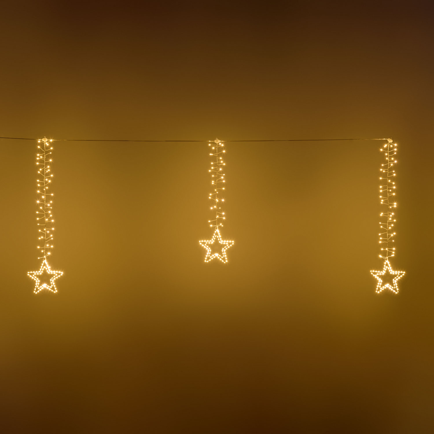 Eisregen-Lichterkette 3 Sterne 2 x h 0,9 m, 392 MicroLEDs warmweiß 4 Eisregen-Lichterkette 3 Sterne 2 x h 0,9 m, 392 MicroLEDs warmweiß 4