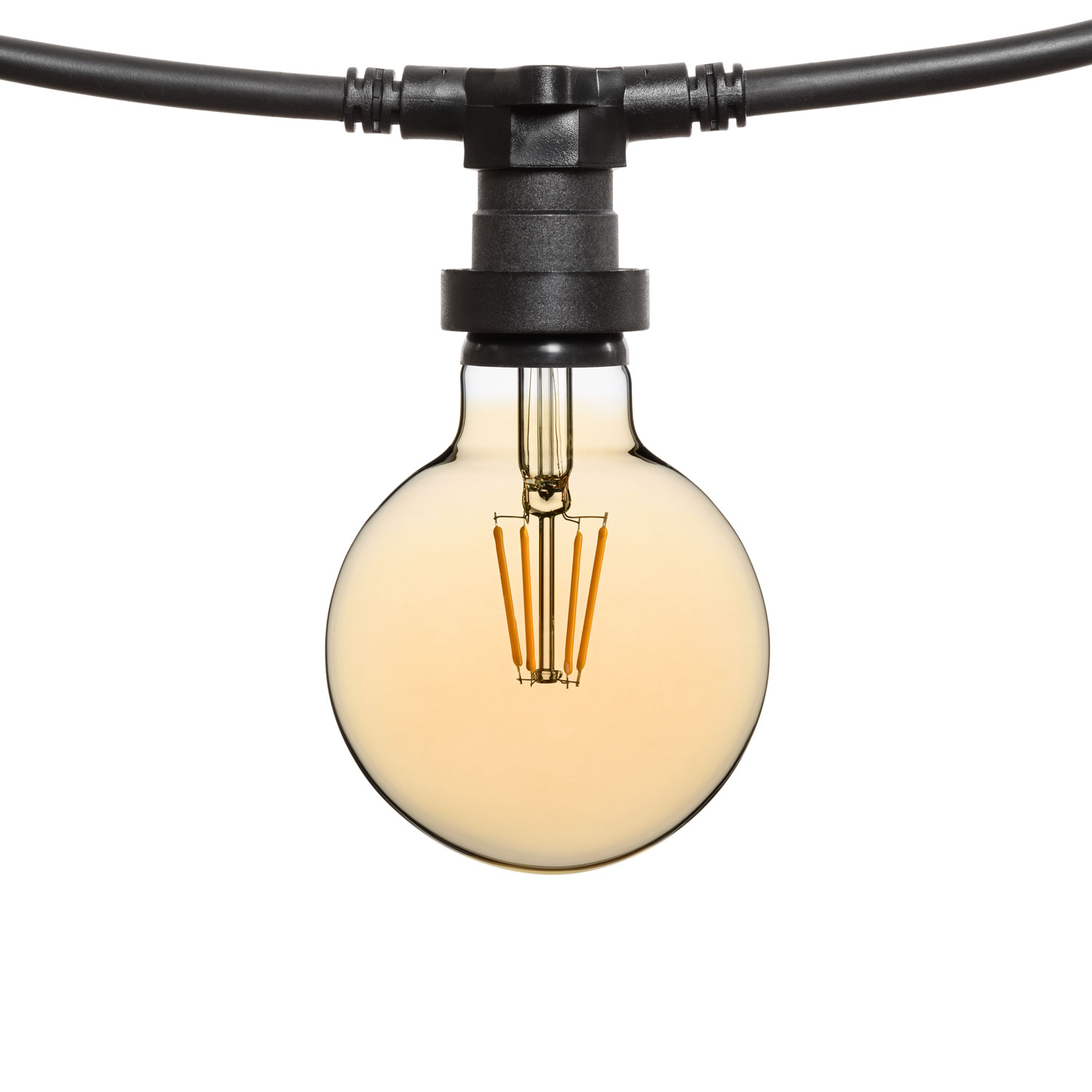 Catena 5 m, 8 lampadine led globo Ø 95 mm di 4 Watt, cavo nero, prolungabile 6 Catena 5 m, 8 lampadine led globo Ø 95 mm di 4 Watt, cavo nero, prolungabile 6