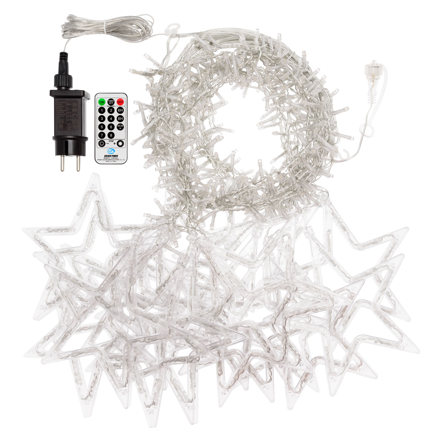 Stalactite décorée d'étoiles, 5 x H 1,05 m, 620 led blanc chaud 5 Stalactite décorée d'étoiles, 5 x H 1,05 m, 620 led blanc chaud 5