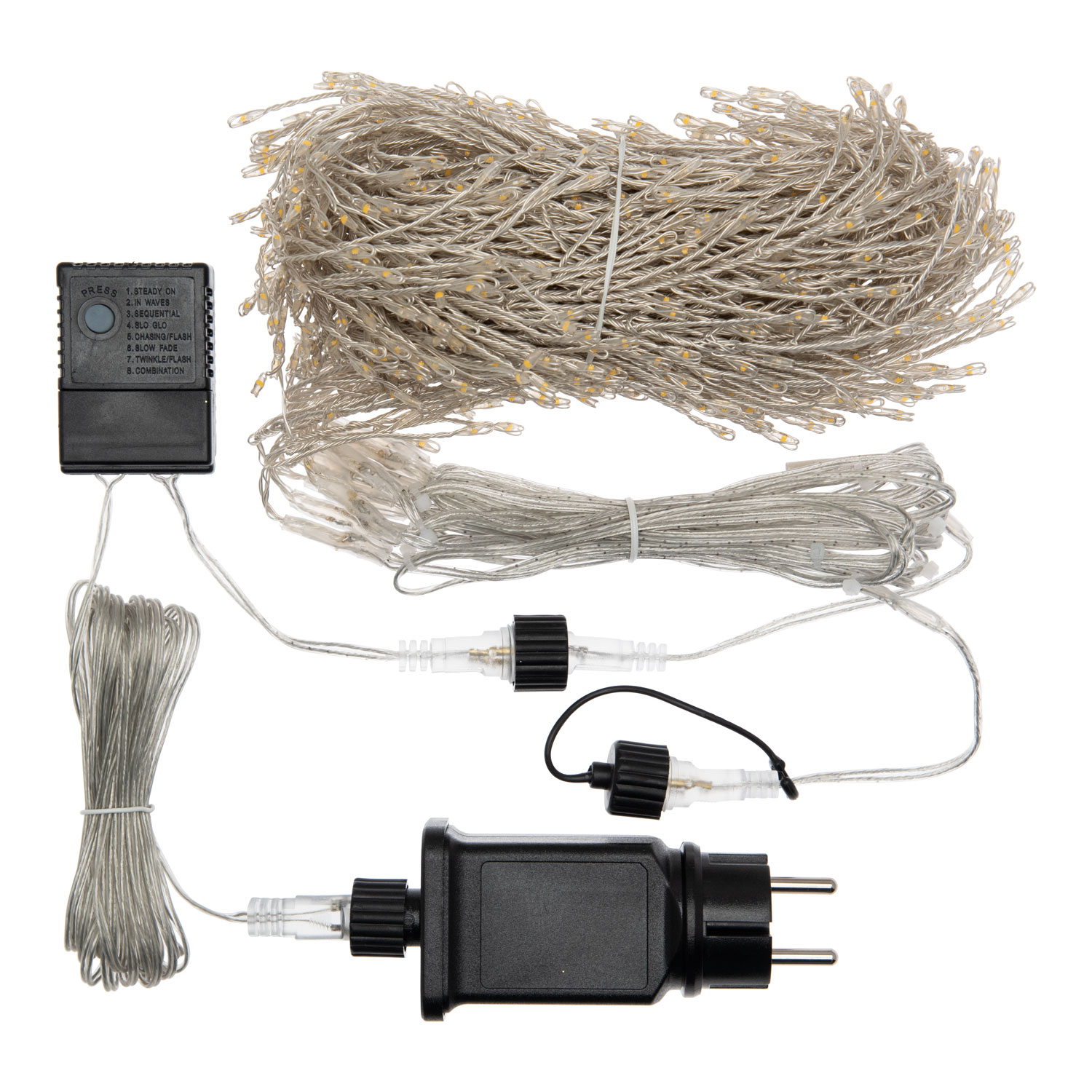 Estalactita 10 festones, 3 x h 1 m, 1050 microled blanco cálido, cable metal plata 4 Estalactita 10 festones, 3 x h 1 m, 1050 microled blanco cálido, cable metal plata 4