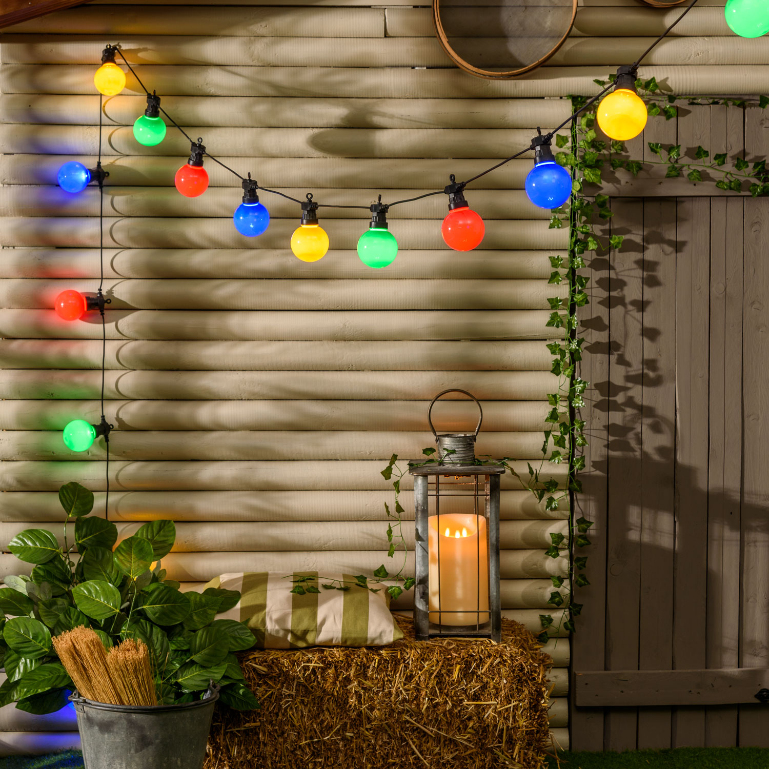 6 m Festoon Lights, 20 Ø 80 mm Coloured Bulbs, Filament LED 5 6 m Festoon Lights, 20 Ø 80 mm Coloured Bulbs, Filament LED 5