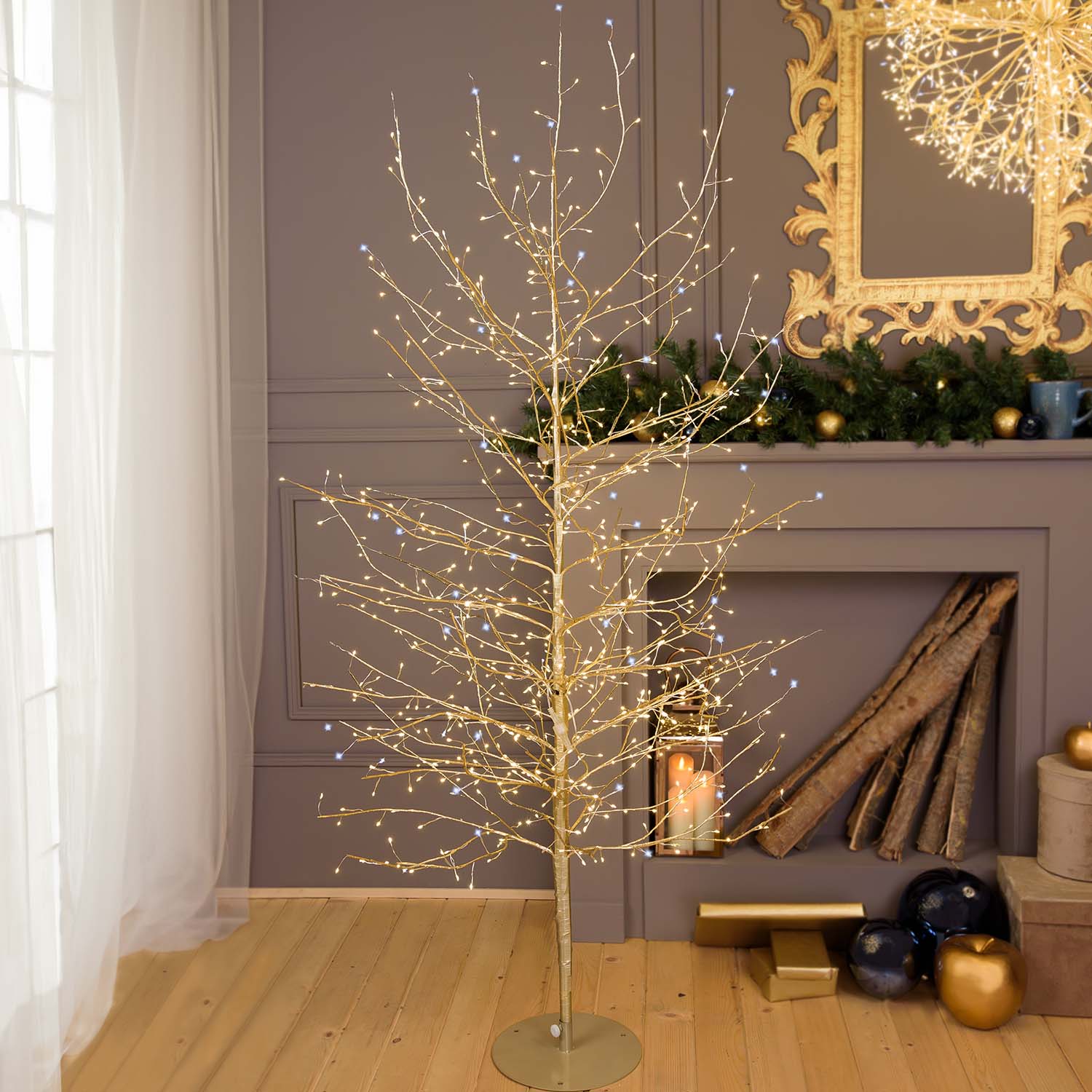 Arbre Branche de Tilleul Champagne h 2 m, 1120 microled blanc chaud et blanc froid, intérieur Arbre Branche de Tilleul Champagne h 2 m, 1120 microled blanc chaud et blanc froid, intérieur